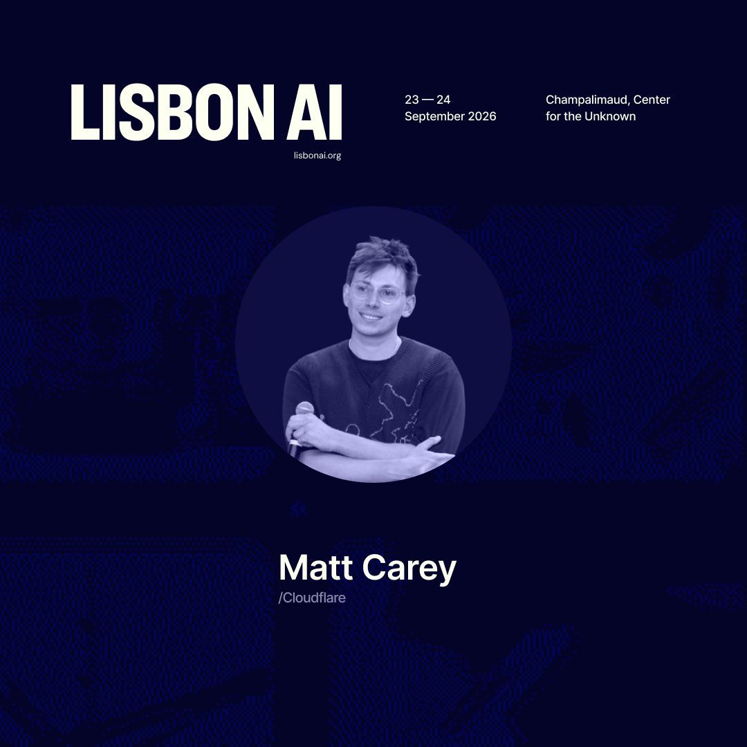 lisbonai_'s tweet photo. @mattzcarey is a speaker at Lisbon AI!

Matt works on @Cloudflare 's Agents and MCP team. He build Cloudflare MCP server, Artifacts and he is a maintainer of MCP Typescript SDK.

Cloudflare's API is 2,500+ endpoints, which has over 2 million tokens. Code Mode lets agents write code against typed SDKs instead of drowning in tool definitions. "Every API is a tool for agents", and he made it true.

He builds the layer that connects agents to the rest of the world. 
Join us 23–24 September to see what that unlocks next.