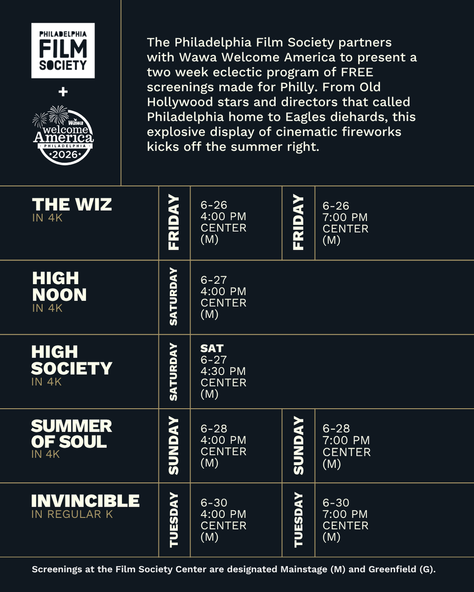 phillyfilmsoc's tweet photo. Did someone say FREE MOVIES?

In collaboration with @July4thPhilly we have TWO WEEKS of movies made by and for Philly absolutely FREE and on the biggest screen in Center City! Seating is limited, so grab your tickets today!

Get tickets: https://t.co/GUYHIkkplm https://t.co/PBbuIxfmzu