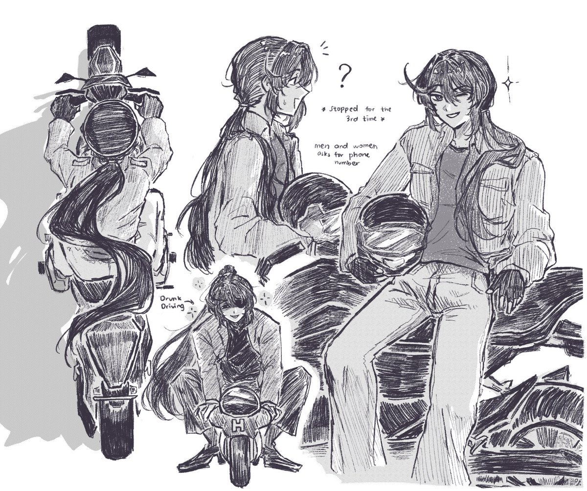 vee_lcb19's tweet photo. Motorcyclist hong lu has been living rent free in my head since last year but yeah idk how to draw motors dawg, ts is me balling 😭 

#LCB6 #Honglu #LimbusCompany https://t.co/4Em8X1zV0j