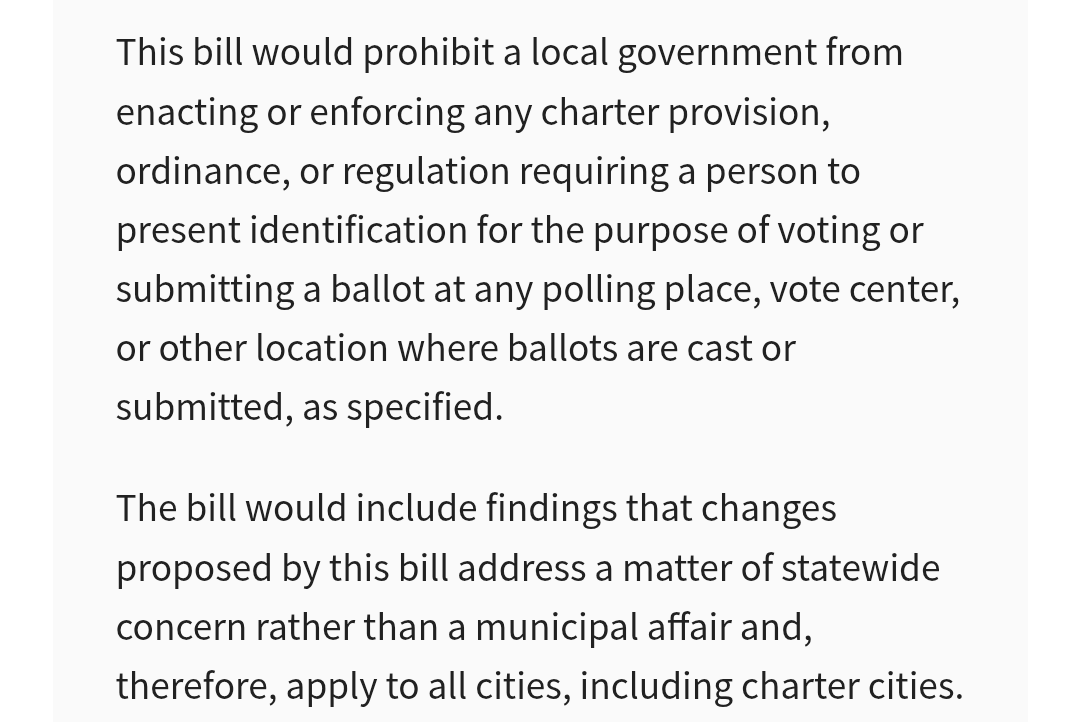 ShieldWolf19's tweet photo. @nnncurtis @elonmusk In a State that just made it illegal to check voter ID? 🤷

SB 1174 https://t.co/OuAsu3f25s