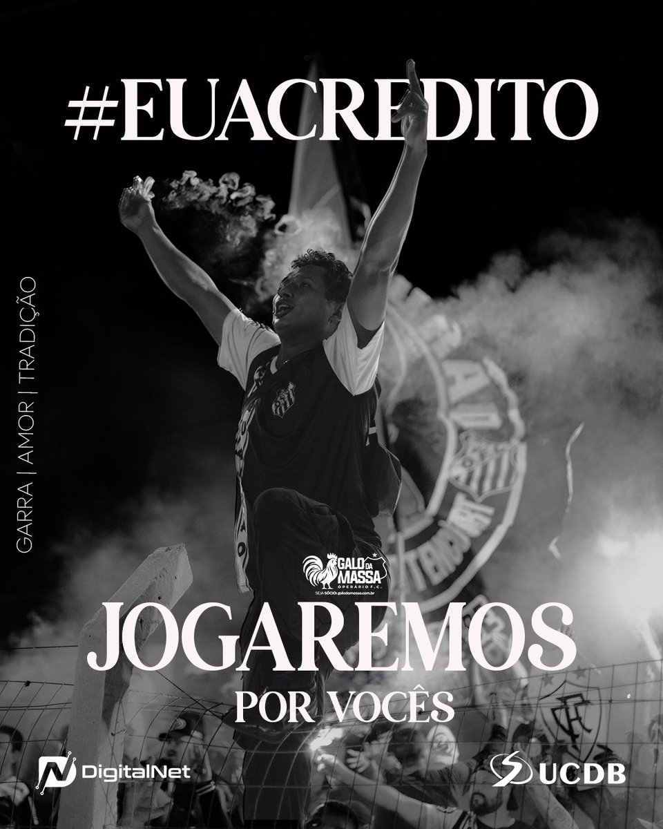 OperarioFC_MS's tweet photo. Eu acredito porque sei que, quando a bola rola, é a história do maior do MS que entrará em campo.🏁

A Massa não some na dificuldade, ela abraça o time e luta junto. A gente sente no peito que ainda dá para virar essa fase e buscar a classificação na raça.💪⚔️ https://t.co/zFbXVOPWSd