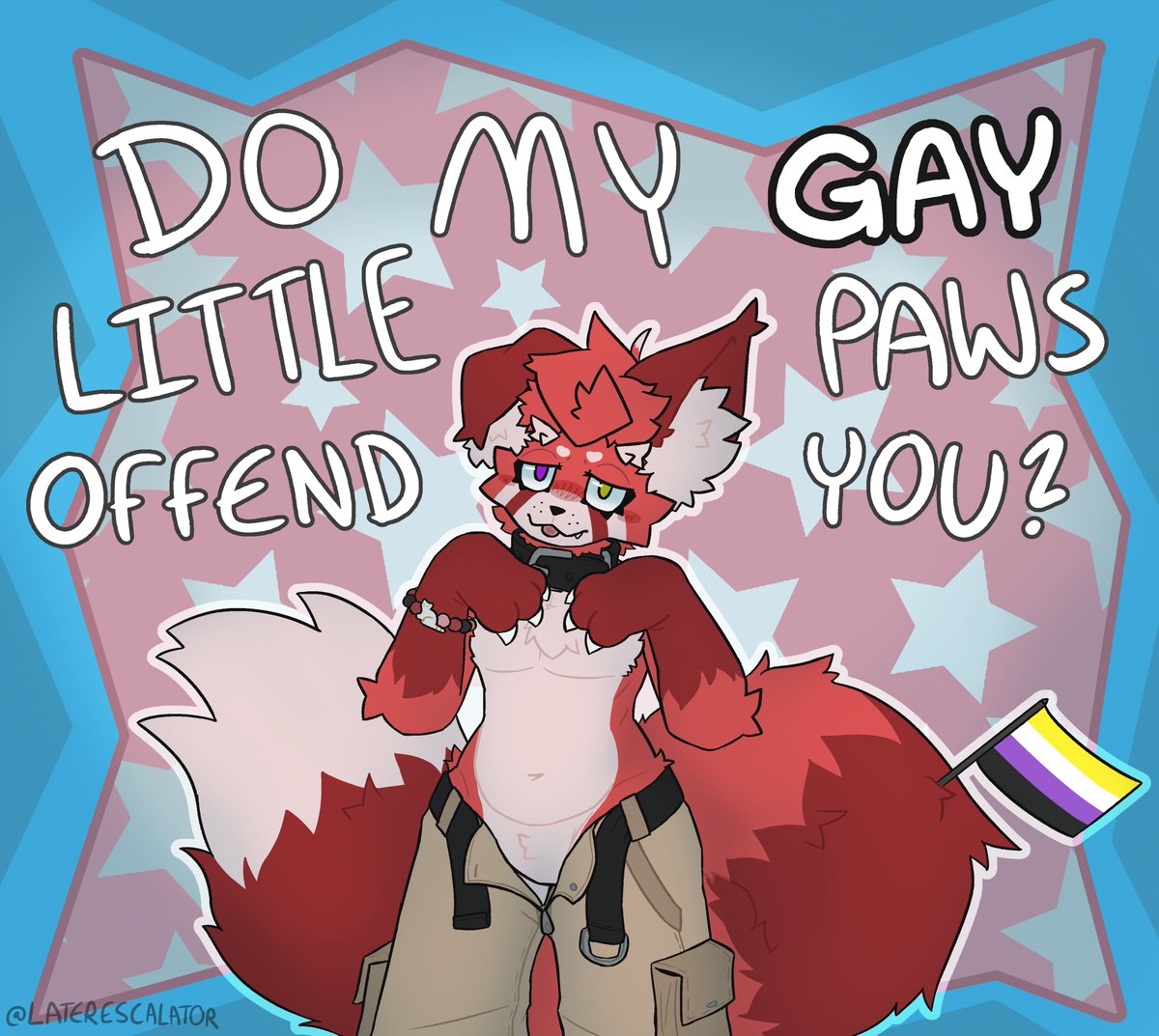 Later_Escalator's tweet photo. do my gay little paws offend you?  

happy pride month <3

#furryart | #pridemonthart https://t.co/ssfrRaNo4t