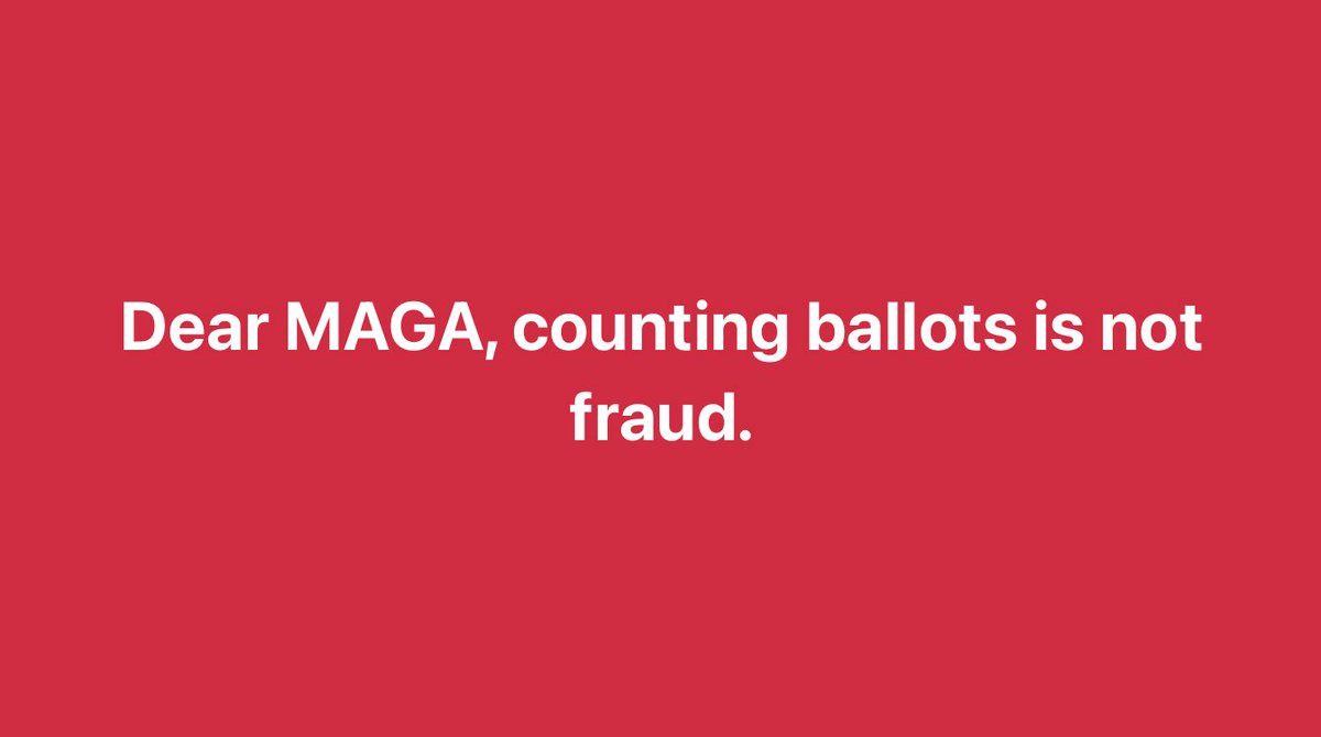 JXDirector's tweet photo. Dear MAGA, counting ballots is not fraud.

#MAGA #Trump #Electionfraud https://t.co/UtUy1NzUEm