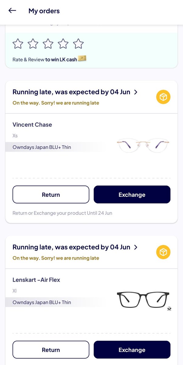 techmental_AK's tweet photo. Extremely disappointed with @Lenskart_com 
I am a loyal customer of 3 years with 12+ orders, yet my delivery is now days late with zero communication. 
Promised 4th June, then 8th June—still nothing. Is this how you treat long-term customers? 

This is unacceptable!
#lenskart https://t.co/6v4dWjZgkt
