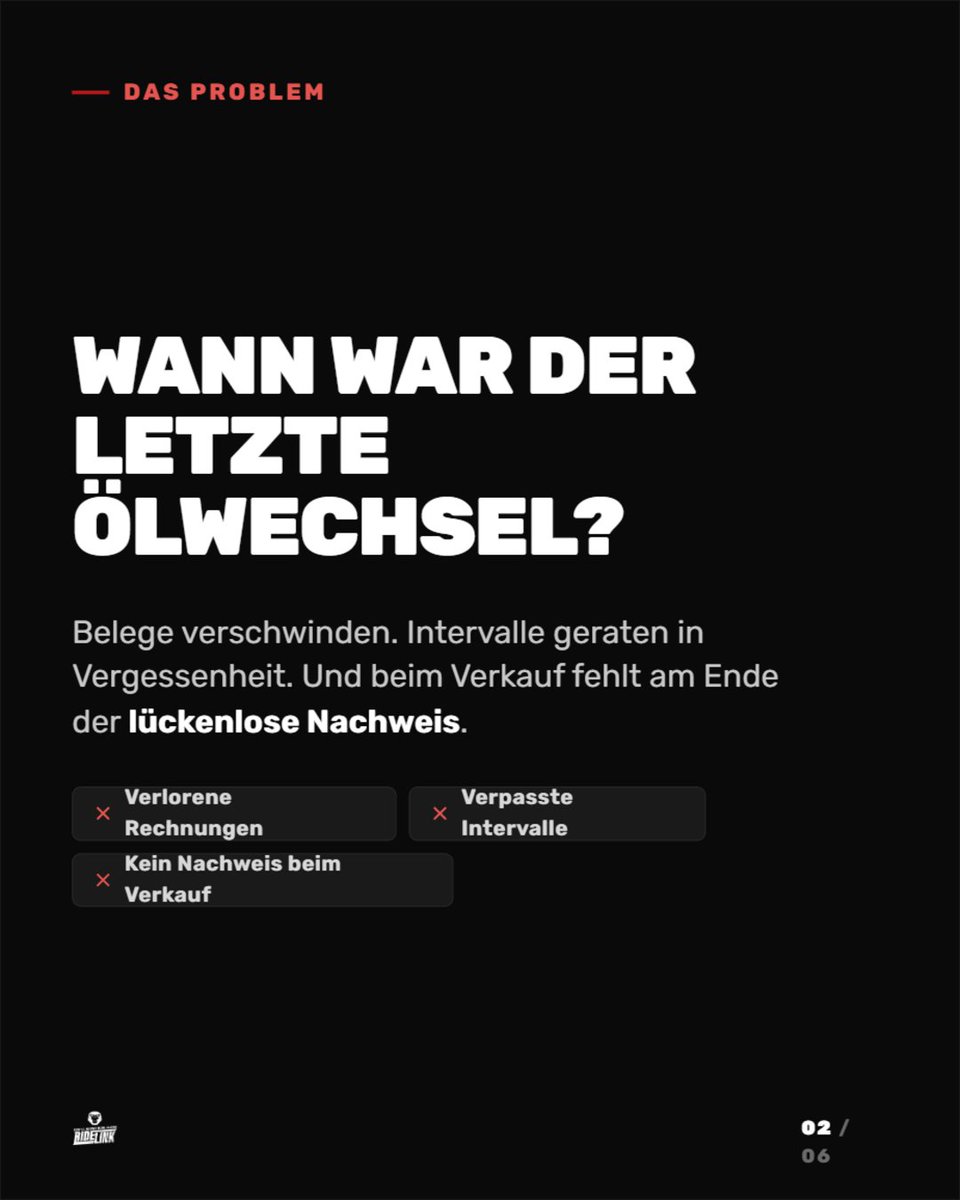 RideLink1's tweet photo. Wann war dein letzter Ölwechsel? Das Wartungsheft in der RideLink App weiß es. Service, Intervalle und Kosten – alles an einem Ort, mit Erinnerung vor dem nächsten Termin. Lückenlos. Nachweisbar.

YOU'LL NEVER RIDE ALONE. #RideLink #Motorrad https://t.co/tn3BnZTIe4