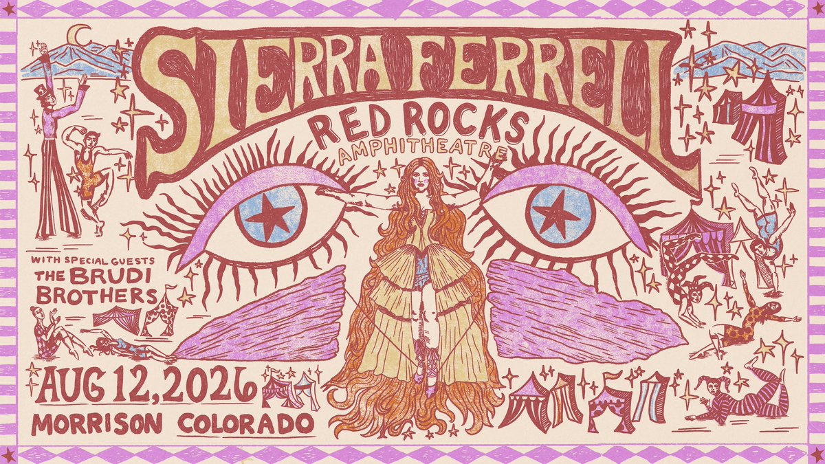 RedRocksCO's tweet photo. NEW SHOW: @SierraFerrell returns to #RedRocksCO for a night of cosmic country on Aug. 12, 2026 ✨ Tickets on sale Friday, June 12 at 10am MT!

🎫 https://t.co/gwLWzKp2RT https://t.co/p0D3WkSigd