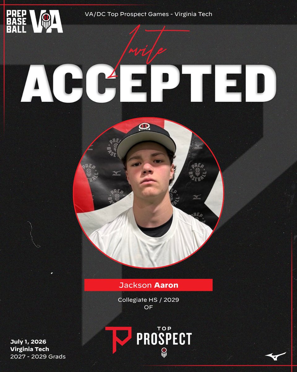 PrepBaseballVA's tweet photo. 🔝 VA/DC Top Prospect Games 🔝

Request your invite to TPG at Virginia Tech today!

👤 Jackson Aaron 
🎓 2029
🏫 Collegiate

Request Invite ➡️ https://t.co/hsxtIOFFtp

Full Profile ➡️ https://t.co/bNtnwUXEUG

#BeSeen #VADCTPG https://t.co/wOVzh9TT1s