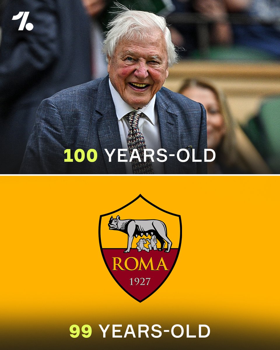OneFootball's tweet photo. AS Roma weren't even formed when Sir David Attenborough was born... craziest stat you will see today 🤯⏪

Credit: @AdamFulwell_ https://t.co/2ba81Cn0RE