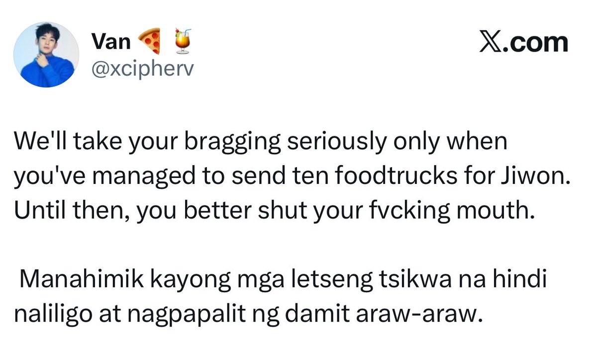 intelknowsbest's tweet photo. Being a SOOwon shipper is a humiliation ritual, lmfaooooooo. Vanessa tweeted this in 2025, fast forward to now Jiwon’s solos has managed to send 20+ food truck support.😝😝😝😝😝😝😝 https://t.co/ulhZxt6SvA