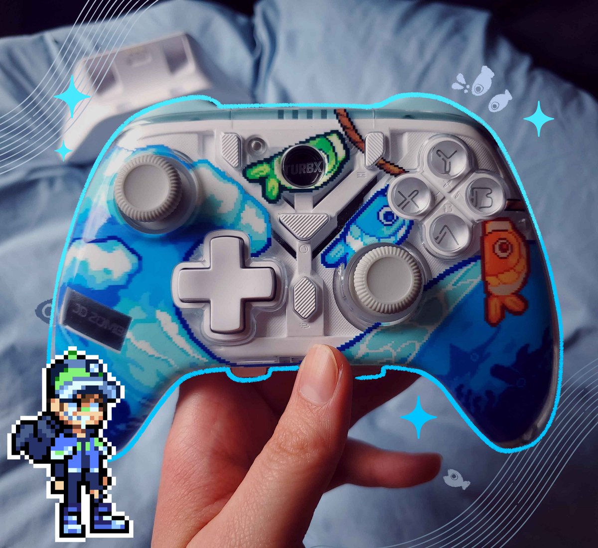 jdzombi_'s tweet photo. 🌊My TurbX controller design is finally here!🎏

I had so much fun designing this, it's so cool seeing it in person!

🏷 20% off for the first week using code [JDZombi] 
https://t.co/fFCd6dqf1H  #PlayTurbX @TurbxUSA https://t.co/zWdDgsIAIx