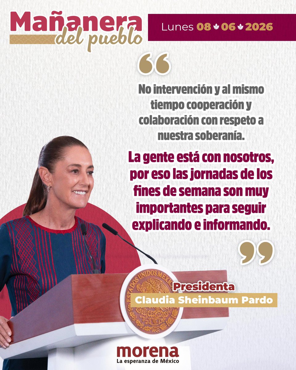 PartidoMorenaMx's tweet photo. ¡Nuestra soberanía se defiende con información y comunidad!

Este fin de semana iniciamos una movilización nacional informativa para que cada ciudadana y ciudadano conozca la importancia de proteger nuestras decisiones como nación. https://t.co/7EUU6i2NgZ