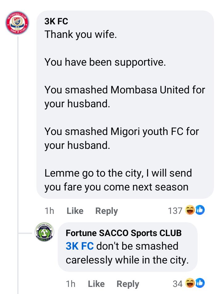 _mesh_ouma's tweet photo. Love this friendly exchange between 3kfc and Fortune sacco 😂😂. https://t.co/CALBinW0E4