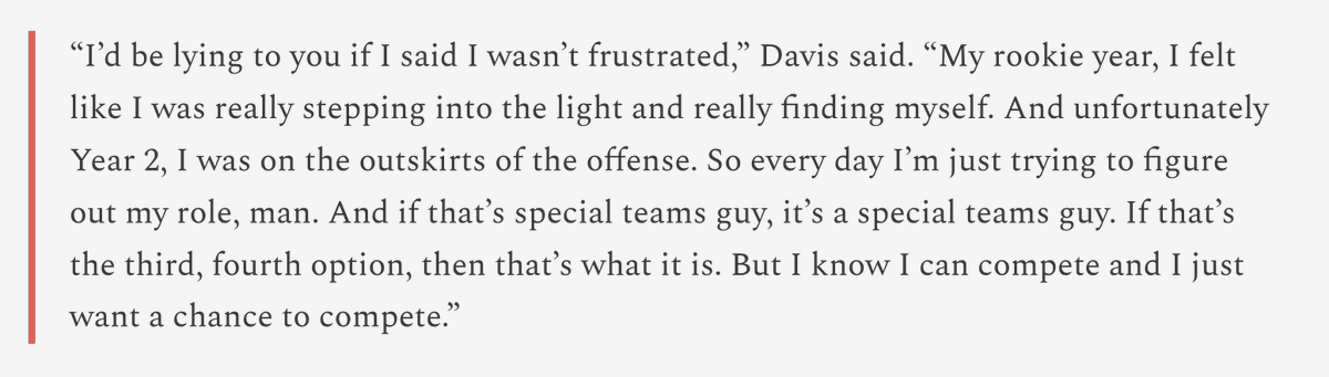 TyDunne's tweet photo. Ray Davis wants the ball. (He's got a point, too.) I caught up with a #Bills running back dying to show the world what he can do. 

“Each and every day I just come to work and pray that I get an opportunity to showcase who I am."

Story: https://t.co/VmOGj1ipdg https://t.co/kMnJ0tTAlG