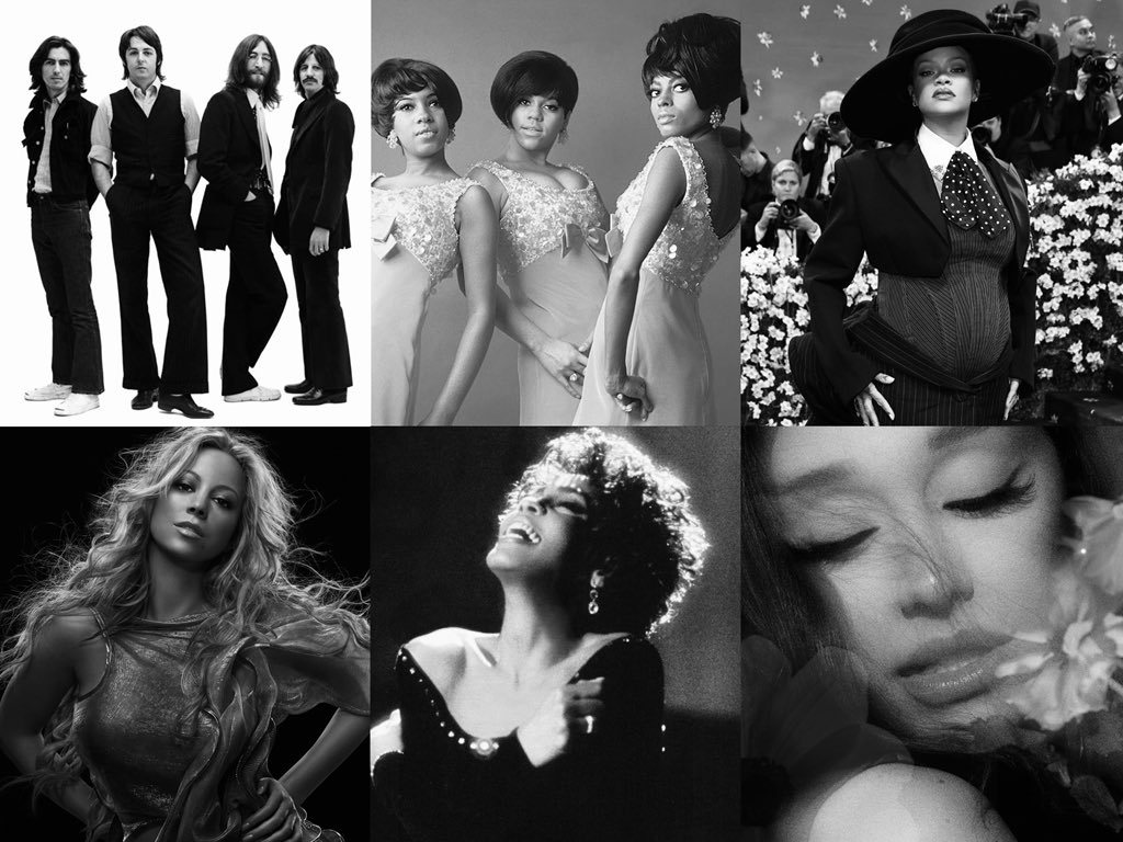 arianapologist's tweet photo. FASTEST acts to collect 10 #1 hits on the Billboard Hot 100: (since their first #1)

1. The Beatles — 1y, 7m, 24d
2. The Supremes — 2y, 8m, 14d
3. Rihanna — 4y, 11m, 17d
4. Mariah Carey — 5y, 3m, 28d
5. Whitney Houston — 7y, 1m, 2d
6. Ariana Grande — 7y, 6m, 22d (NEW) https://t.co/1cKCmjVbVe