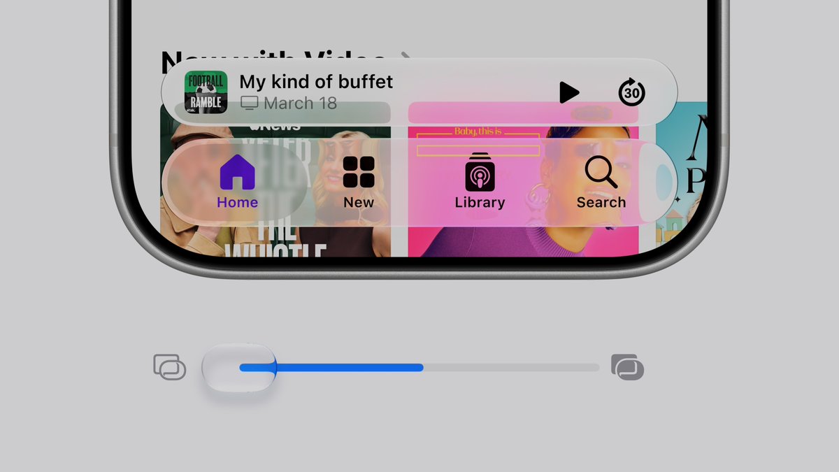 theapplehub's tweet photo. Apple is adding a new Liquid Glass slider #WWDC https://t.co/v0LQ6GI0PH