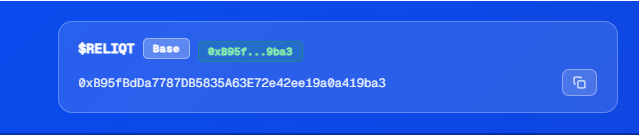 Reliqtapp's tweet photo. Contract address has been added to the website
https://t.co/zeKt5JqD6G https://t.co/22kHdRARNk