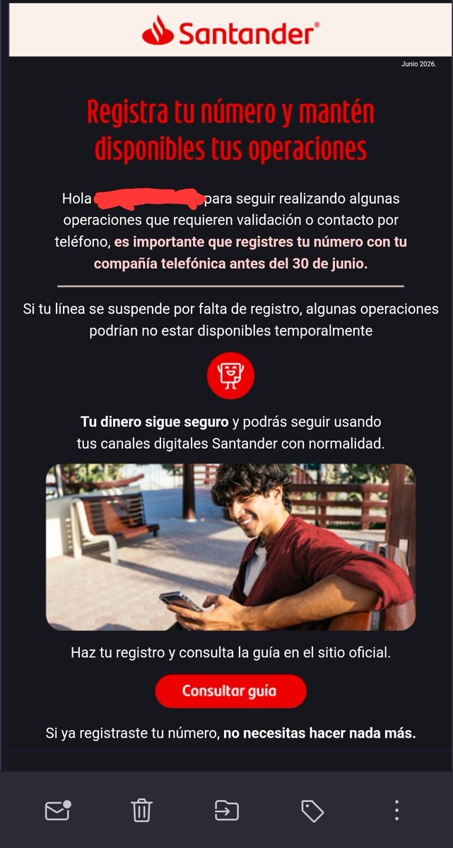 Andres_Vizard's tweet photo. @SantanderMx Dile al gobierno que NO voy a registrar mi número y a uds si siguen amenazando felizmente voy a cancelar mi cuenta, a estas alturas se sabe que el número telefonico no es recomendable como metodo de autenticación y menos para un banco serio. https://t.co/Ls8jy8JFmB