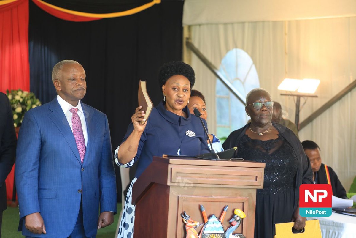 nbstv's tweet photo. PHOTOS: Hon Jacqueline Mbabazi has been sworn in as Minister of State for Gender, Labour and Social Development ( Elderly Affairs). 

📸 @francis_isano 

#NBSUpdates https://t.co/IerUalObub
