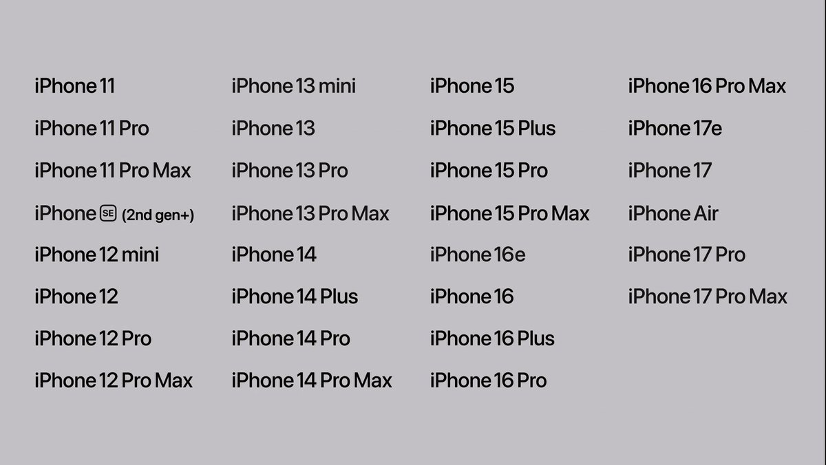 iDeviceHelpus's tweet photo. Wow 🤯 iOS 27 Support All iPhone Supported by iOS 26 This is the First time Apple goes beyond 7 years of software support. https://t.co/kIrDcZ1BLU