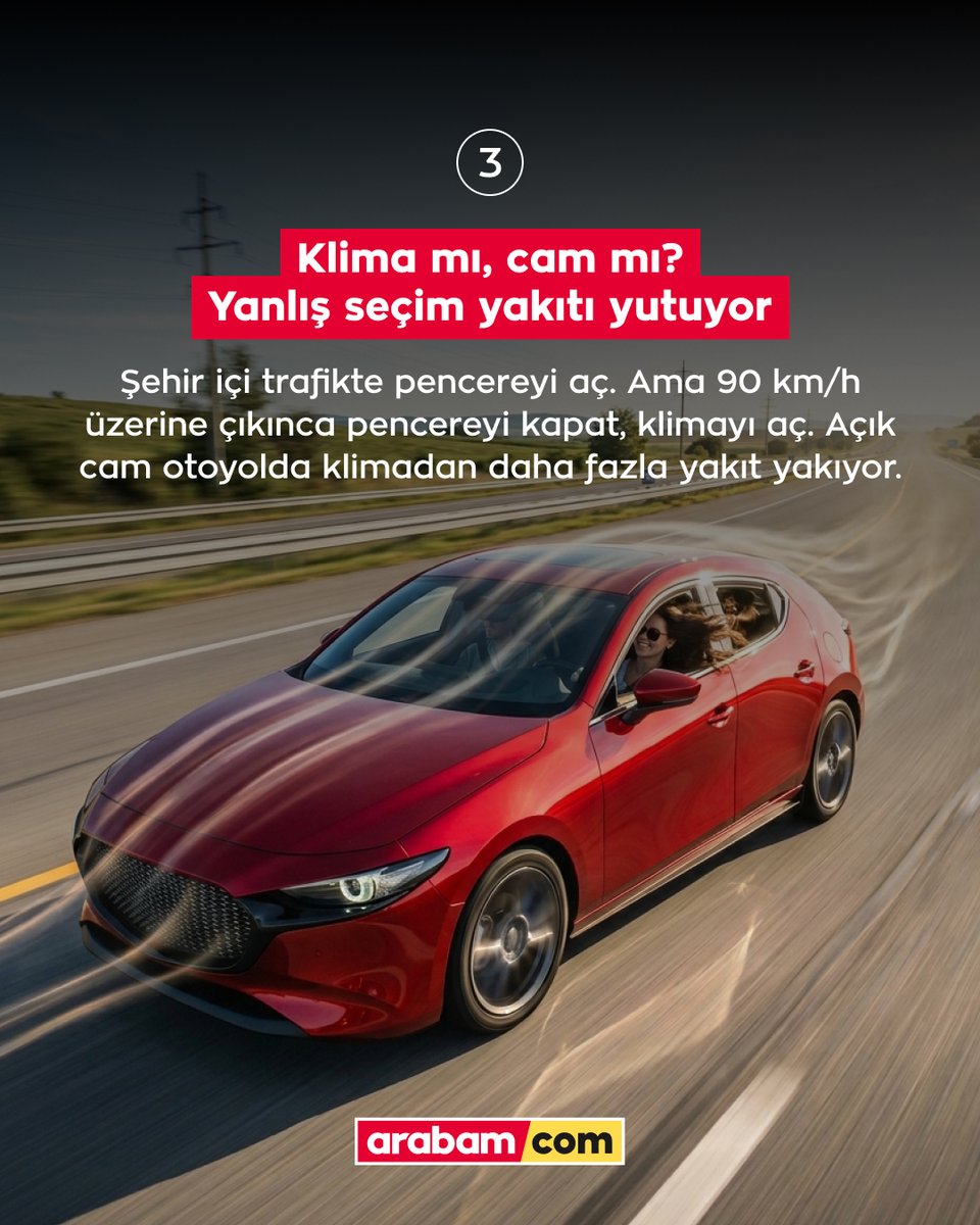 arabamcom's tweet photo. Yakıt fiyatları yükselirken tasarruf etmenin yolu sadece daha az kullanmak değil. ⛽
Sürüş alışkanlıklarından lastik basıncına, hava filtresinden doğru klima kullanımına kadar küçük detaylar yakıt tüketiminde büyük fark yaratabiliyor.
Kaydet, ihtiyaç olduğunda tekrar dön. 📌
Senin yakıt tasarrufu için uyguladığın bir yöntem var mı? Yorumlarda paylaş. ⤵️
#arabamcom #yakıttasarrufu #yakıttüketimi #otomobil #araçbakımı #sürüştüyoları #otomotiv