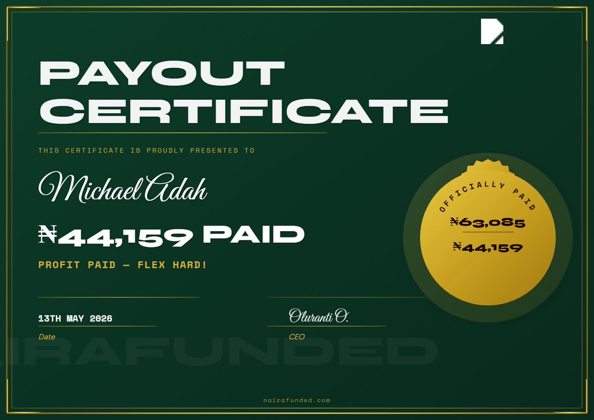 michael62720413's tweet photo. Phase 1 ✅
Phase 2 ✅
Funded ✅
Payout Received ✅
My first experience with NairaFunded has been successful from start to finish. For anyone asking if they pay my answer is yes.
Grateful for the opportunity. Onto bigger milestones
#forex #fundedtrader
@NairafundedLtd @Craigpros https://t.co/YHqX1b3soG