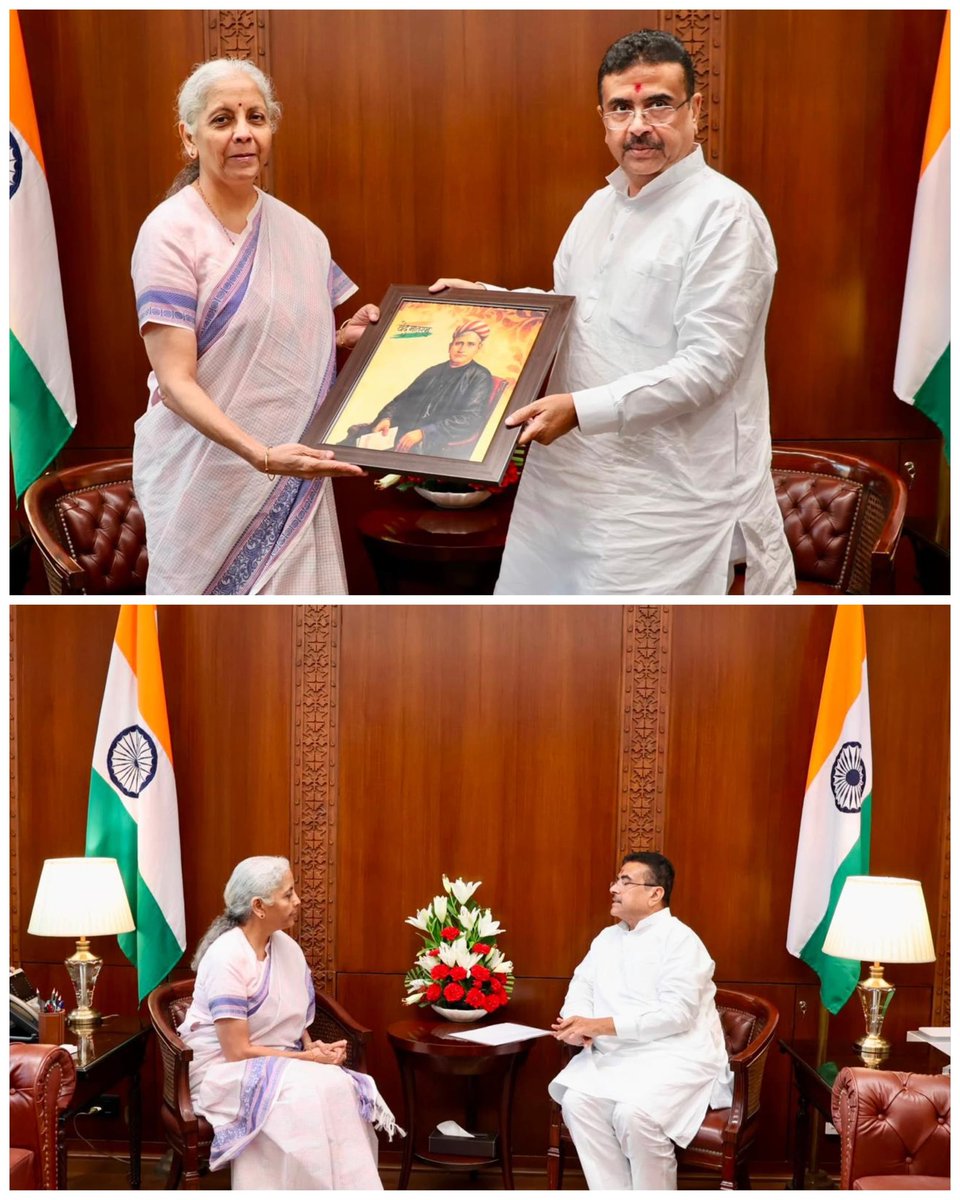 SuvenduWB's tweet photo. Today in New Delhi, I had highly productive meetings with Hon'ble Union Ministers to accelerate West Bengal's development journey, aligning with the vision of Hon’ble PM Shri Narendra Modi Ji, and delivering long-awaited benefits directly to the people of West Bengal.

Healthcare Revolution: West Bengal Joins Ayushman Bharat PM-JAY.
A historic milestone has been achieved. The National Health Authority (NHA) has officially signed an MoU with the Government of West Bengal. The event was graced by Hon'ble Union Minister of Health and Family Welfare; Shri @JPNadda Ji.
By joining the Ayushman Bharat PM-JAY scheme, every eligible family in West Bengal will now have access to top-tier, cashless healthcare across the country.

Transforming Rural Bengal: Met with Hon'ble Union for Agriculture, Farmers' Welfare and Rural Development; Shri @ChouhanShivraj Ji. The Vikshit Bharat - G Ram G Yojana will be implemented in West Bengal very soon, which will promote rural employment. Furthermore, to ensure rural development doesn't halt for a single day, the Union Ministry will be immediately approving the required funds and man-days. A scientific roadmap will be created to give a new impetus to our villages, farming, and farmers.

Boosting Economy & Financial Inclusion: Had an extensive discussion with the Hon'ble Finance Minister Smt. @nsitharaman Ji regarding credit availability and Central Govt Scheme implementation. To empower our entrepreneurs, a renewed saturation drive will be launched for flagship schemes like PM MUDRA, Jan Dhan, PMJJBY, PMSBY, and PM SVANidhi. Additionally, upon my request, Hon'ble Finance Minister has agreed to order arrangements for roundtable meetings across all regions of West Bengal involving Public Sector Banks, MSMEs, and Industry Bodies to vastly expand credit access.

Youth Empowerment & Sports: Engaged in a forward-looking discussion with the Hon'ble Minister for Youth Affairs and Sports; Shri @mansukhmandviya Ji. Our focus is to foster youth empowerment and rapidly accelerate the sports ecosystem across West Bengal, ensuring our talented youth get the infrastructure and platforms they deserve.

My deepest gratitude to the Central Government for their unwavering support. Together, we are ushering in a new era of governance, health security, rural prosperity, and economic growth for every citizen of West Bengal.

@FinMinIndia @MoHFW_INDIA @MoRD_GoI @YASMinistry