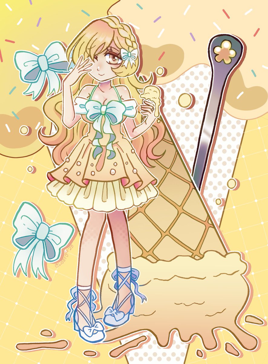 tirofromage's tweet photo. ice cream party from a few months ago 💛🩵 #巴マミ https://t.co/zY7TmAqlbF