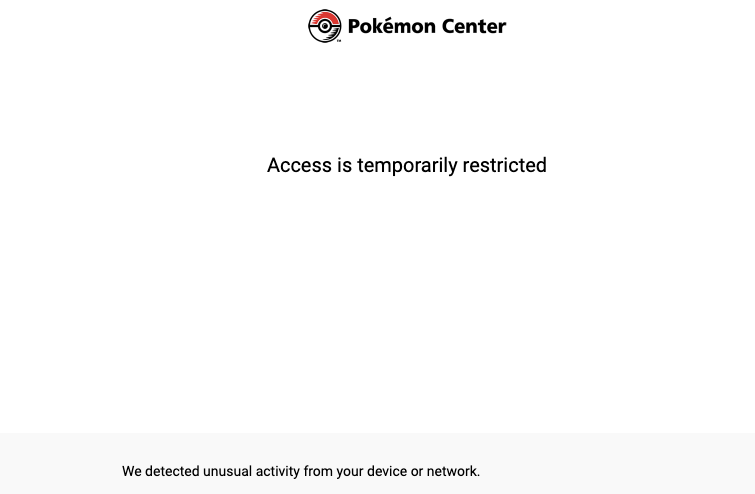 debugcall's tweet photo. Nunca trato de comprar algo en @PokemonCenterUS pero cuando lo intengo me bloquean 🤣 https://t.co/sjmOFrWtCL