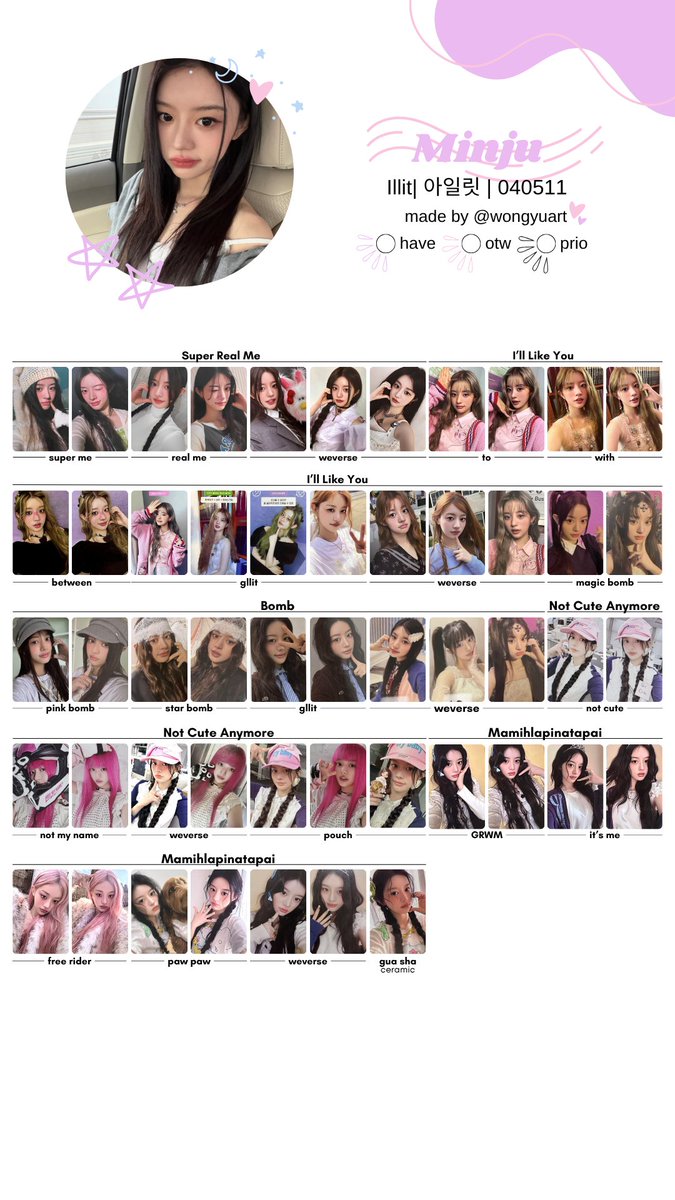 wongyuart's tweet photo. 🧸[아일릿 /ILLIT]  MAMIHLAPINATAPAI ALBUM PHOTOCARD TEMPLATE (COMPLETE!) 
- feel free to use! 
- drive link above 
- final update ౨ৎ 

#아일릿 #ILLIT #YUNAH #MINJU #MOKA #WONHEE #IROHA https://t.co/LjB6wX73DS