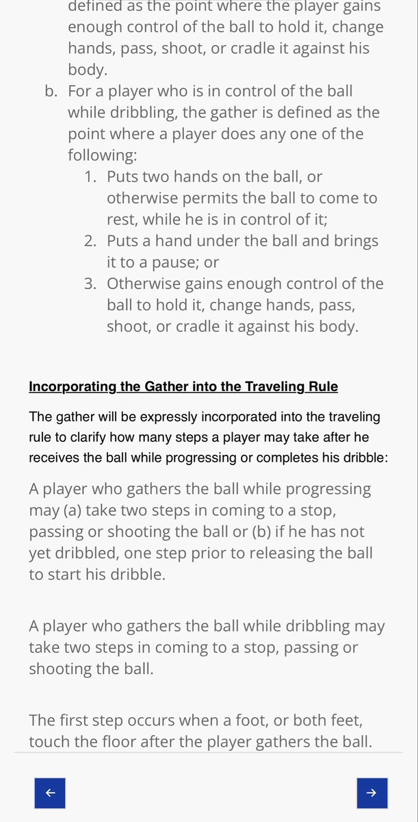 btheboss's tweet photo. @spurs @NBAOfficial @JeremyLin @NBA @SVP @PatMcAfeeShow Brunson is “traveling” to get open (one his signature moves.) Even though he missed this shot, he’s pinning the 🏀 against his right side as he leaves the floor on a two foot hop “or otherwise (he’s permitting) the ball to come to rest, while he is in control of it...” This equals a “gather”. NBA rules say only 2 steps are allowed after the “gather”. Brunson is taking 4 or 5 steps. [Slo mo the video from pause with your finger to see it clearly.]