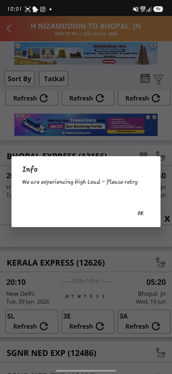 241_panda's tweet photo. @IRCTCofficial
@RailMinIndia @AshwiniVaishnaw Tried booking Tatkal again today. IRCTC app crashed with “high load” error again. Payments fail, sessions expire, tickets vanish. After years, still no fix. Passengers deserve better. https://t.co/pJj8HLNGQY