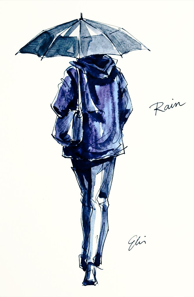 Evirin's tweet photo. Japan has entered the rainy season. My skin feels moisturized, but my hair is getting frizzy.

Please be careful not to slip and fall in the rain.
#illustration https://t.co/461zuIj8hD