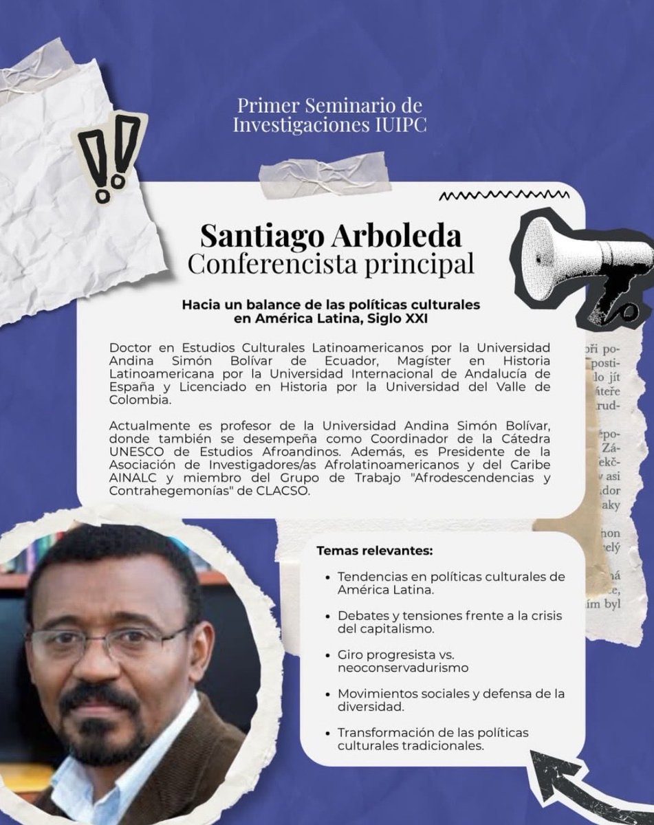 IUIPCCali's tweet photo. 📚✨Te invitamos a ser parte del Primer Seminario de Investigaciones IUIPC, un espacio de diálogo y reflexión sobre los desafíos, debates y transformaciones de las políticas culturales en América Latina.
📲 Inscríbete escaneando el código QR de esta publicación https://t.co/znTnwj5rF3