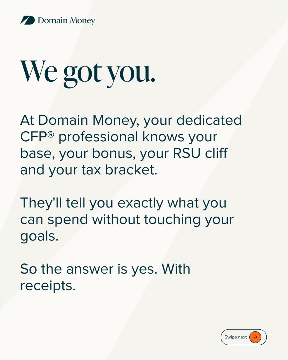 domainmoney's tweet photo. Your dedicated CFP® professional knows your base, your bonus, and your RSU cliff. They also know when playoff tickets are non-negotiable. Link in bio to meet yours. https://t.co/Q5dDMoNGNv