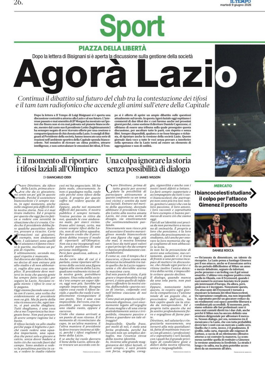 SpaceLazio's tweet photo. Giancarlo #Oddi e James #Wilson sul @tempoweb https://t.co/Uw7wjEhe2H