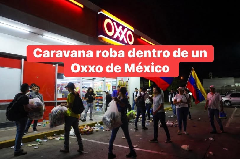 lunadeandromeda's tweet photo. cuando todo se te regala y llegas a otro lugar o pais piensan que pueden tomar  lo que quieran regalado...Inaceptable caravana de Venezuela en México entran a robar a un Oxxo y salen con bolsas llenas de productos de todo tipo hasta cervezas , esa ya no es una caravana que busca un sueño en EEUU , esta caravana en lo que representa lo peor de algunos venezolanos , inaceptable este comportamiento en México que les abrió las puertas.