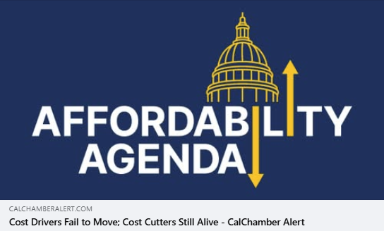 CalChamber's tweet photo. Strong opposition from CalChamber and allied groups stopped several Cost Driver bills from advancing beyond the house in which they were introduced this year.

Legislation not moving dealt with the authority of the air resources board, employer #hiringdecisions and the use of #technology by utility companies.

View brief summaries of the failed Cost Drivers, as well as the few Cost Cutter bills that remain alive.
#AffordabilityAgenda #CostDrivers #CostCutters #CaliforniaEconomy
https://t.co/YJvExw5Bwm