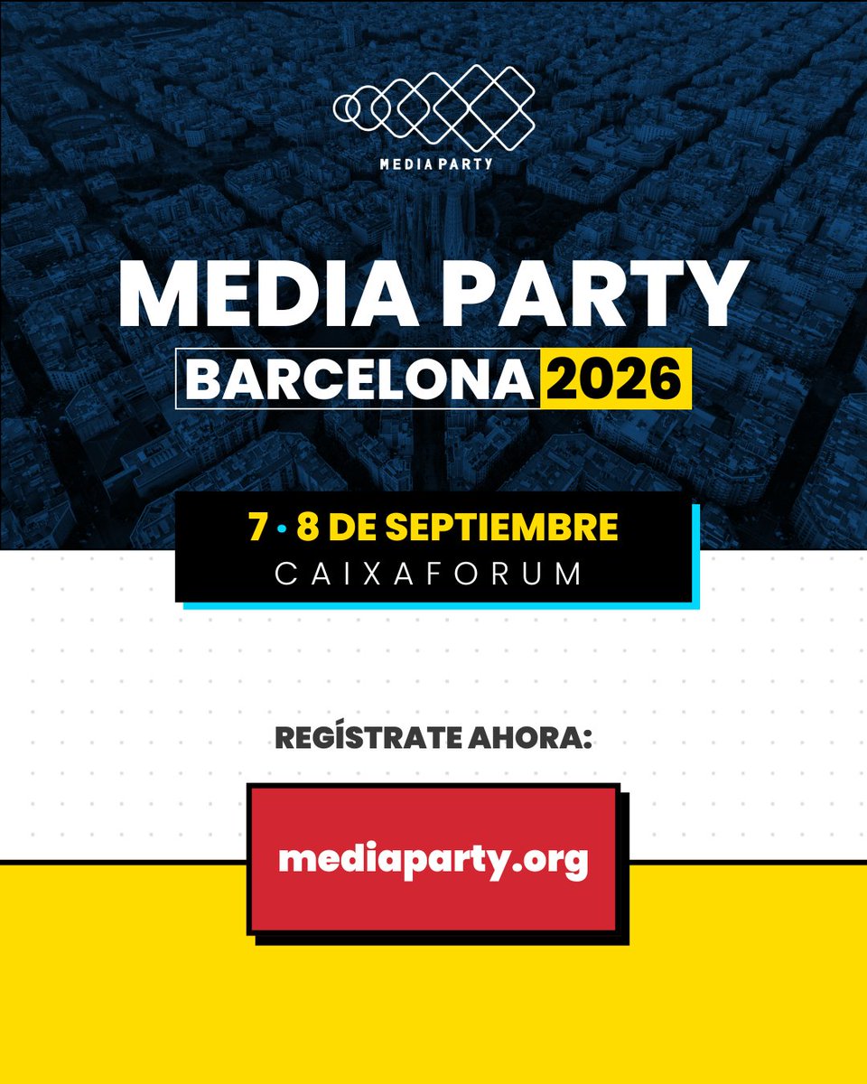 mediapartyorg's tweet photo. Tras 15 ediciones reuniendo en Buenos Aires y EE. UU. a la comunidad global de innovación en medios... ¡@mediapartyorg llega a Europa!

El 7 y 8 de septiembre, el CaixaForum de Barcelona será la sede de nuestra primera edición europea para debatir sobre la integridad de la información en la era de la IA generativa.

🎟️ El registro ya está abierto y es 100% gratuito. ¿Te lo vas a perder?

🔗https://t.co/wNMVPKn2JG

#MediaParty #MediaPartyBarcelona
