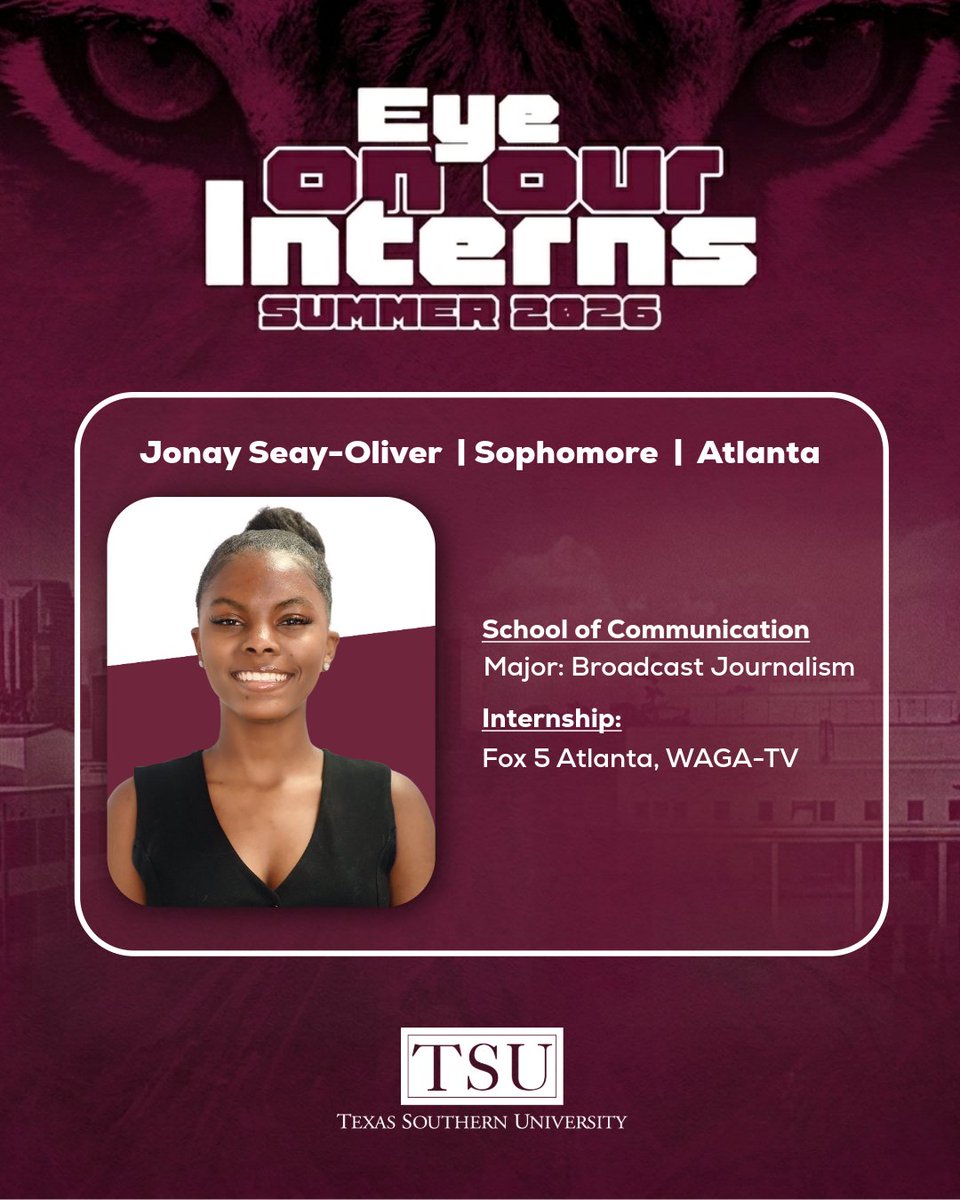 TexasSouthern's tweet photo. #TSUEyeonOurInterns 

Jamie Hendon: @HenselPhelps  Construction Co.
Jonay Seay-Oliver: @FOX5Atlanta 
Landon Reneau: Staff Assistant for @RepCDMenefee https://t.co/ajDk10LUMG