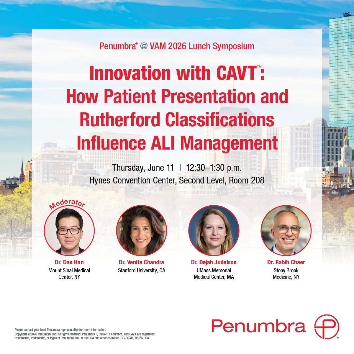 PenVascular's tweet photo. Find us at #VAM2026 in Boston on June 11th to explore how #CAVT fits into ALI management across patient presentations and Rutherford classifications. 📍 Hynes Convention Center, Room 208 | 12:30–1:30 PM @DanHan, @ChandraVenita, @DejahJudelson, and Dr. Rabih Chaer https://t.co/2pFfDvrX6W