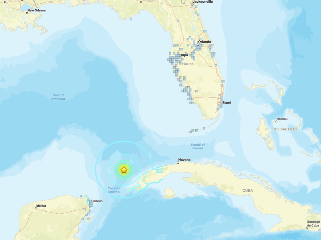 JuaniAyoroaOK's tweet photo. AHORA⚠️> Terremoto de 6.1 en las costas de #Cuba ... El temblor se sintio en zonas de #Florida y #Cancun también. Al momento no hay reportes de daños y NO hay alerta de #tsunami
#terremoto #LaHavana #mexico #eeuu https://t.co/4L3ScZrJee
