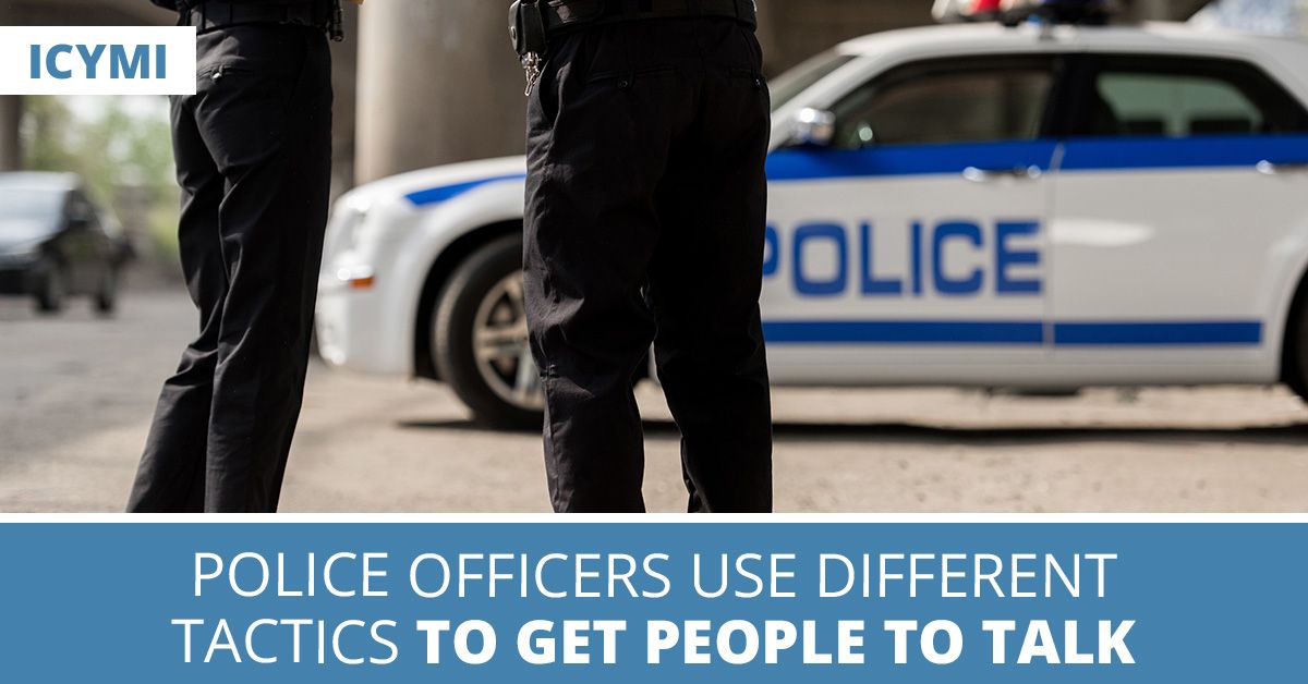 DMTPAlaw's tweet photo. Officers are trained to get people to talk—even if they aren't obligated to. They may:

✅Act like they're "just having a conversation".
✅Suggest that remaining silent makes you look guilty.
✅Say they'll go easier on you if you cooperate. https://t.co/Ad4Jz6U1BX