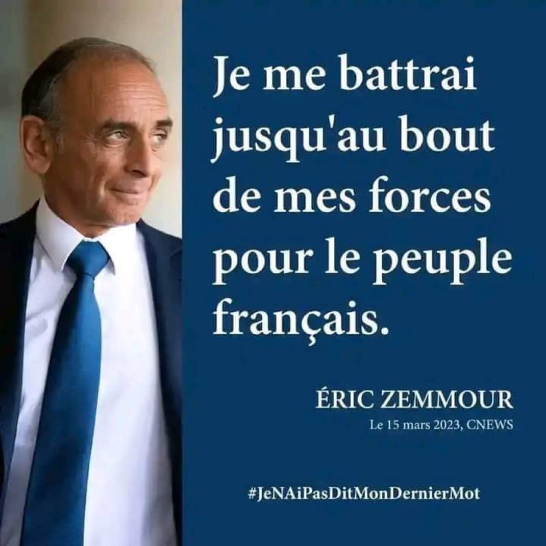Grouchenka2's tweet photo. 🔴Respect Monsieur Zemmour.

100 % Zemmour🇫🇷 https://t.co/8GYISDYh1s