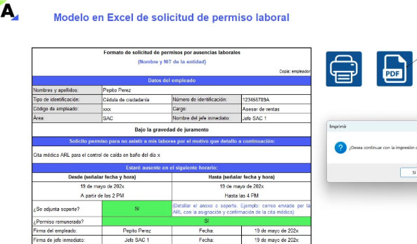 actualicese's tweet photo. 📕 Compartimos un modelo que puedes implementar en tu empresa para que tus empleados lo usen cuando requieran hacer la solicitud de permiso laboral para ausentarse de sus funciones porque deben asistir a una cita médica o realizar una diligencia personal, entre otras actividades. https://t.co/ffkuVgrVzZ
