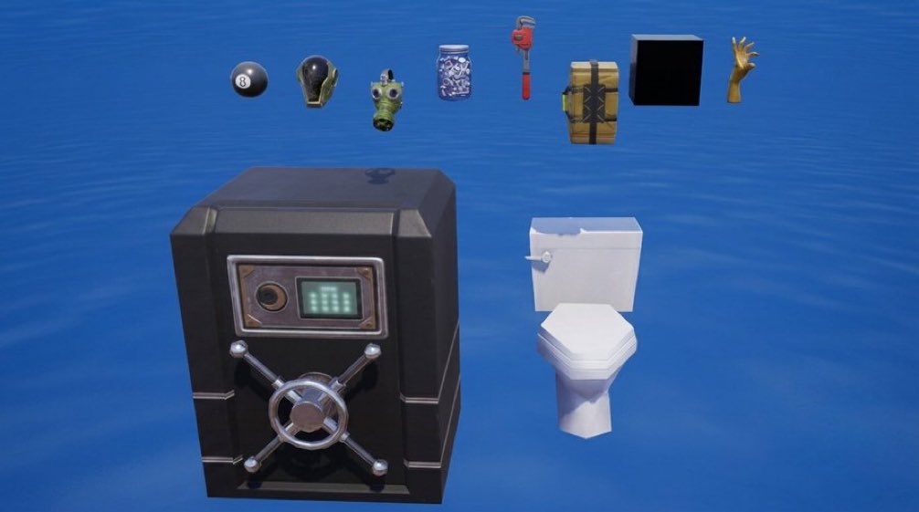 InfoFortniteES's tweet photo. ¡Vistazo a los cofres de reliquia!

Será otro tipo de extracción como los espíritus, pero con objetos del lore.

 - Bola 8
- Casco de la Fundación roto
- Máscara de gas
- Jarra de tornillos
- Llave inglesa
- Bolsa 
- Kevin el Cubo
- Mano de Midas
- Caja fuerte
- Retrete

@Egyptian_Leaker @KPMisParrot