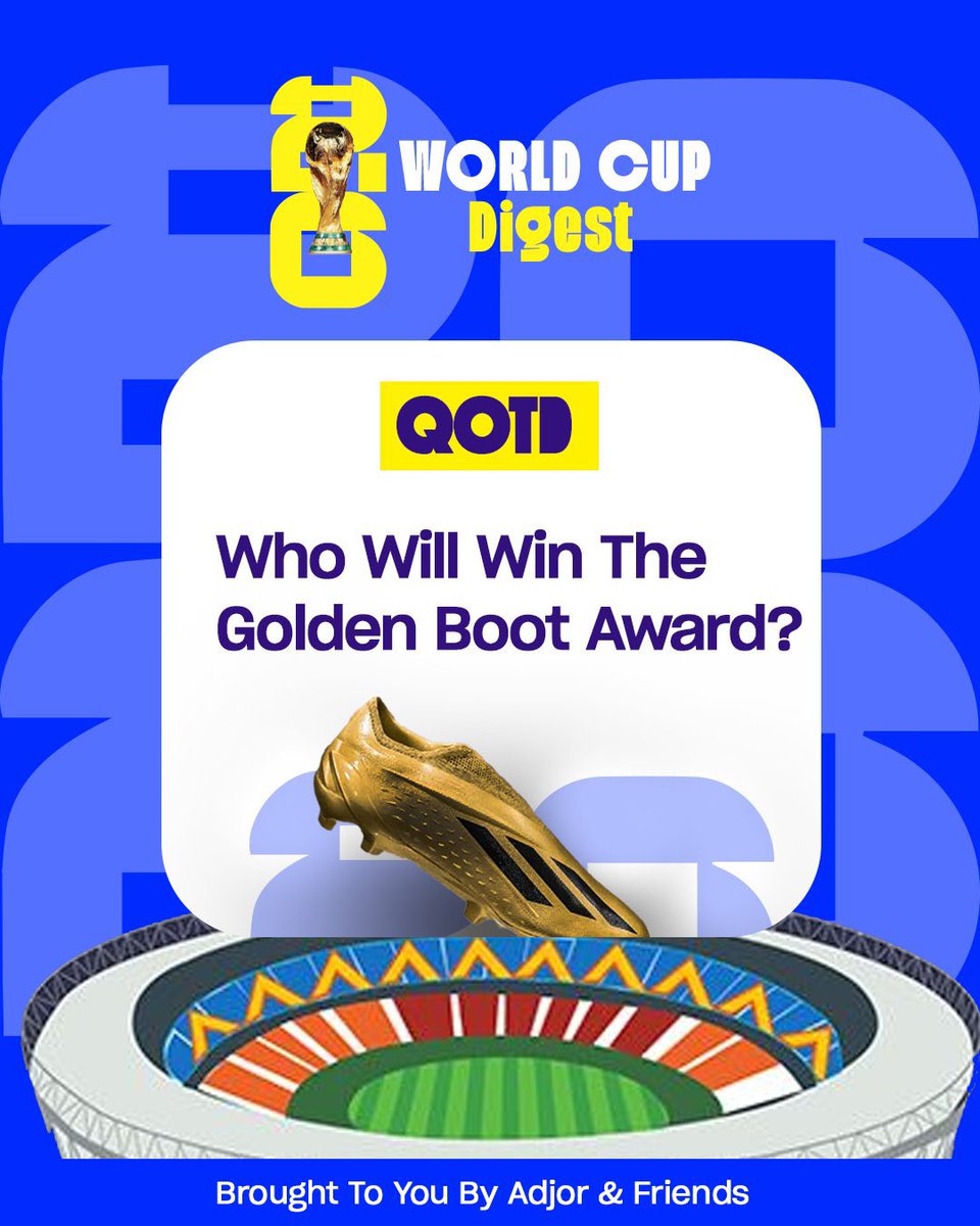 adjorNfriends's tweet photo. Who do you think will win the Golden Boot Award at the World Cup 🌟 🏆 https://t.co/HcBRe3CYzG