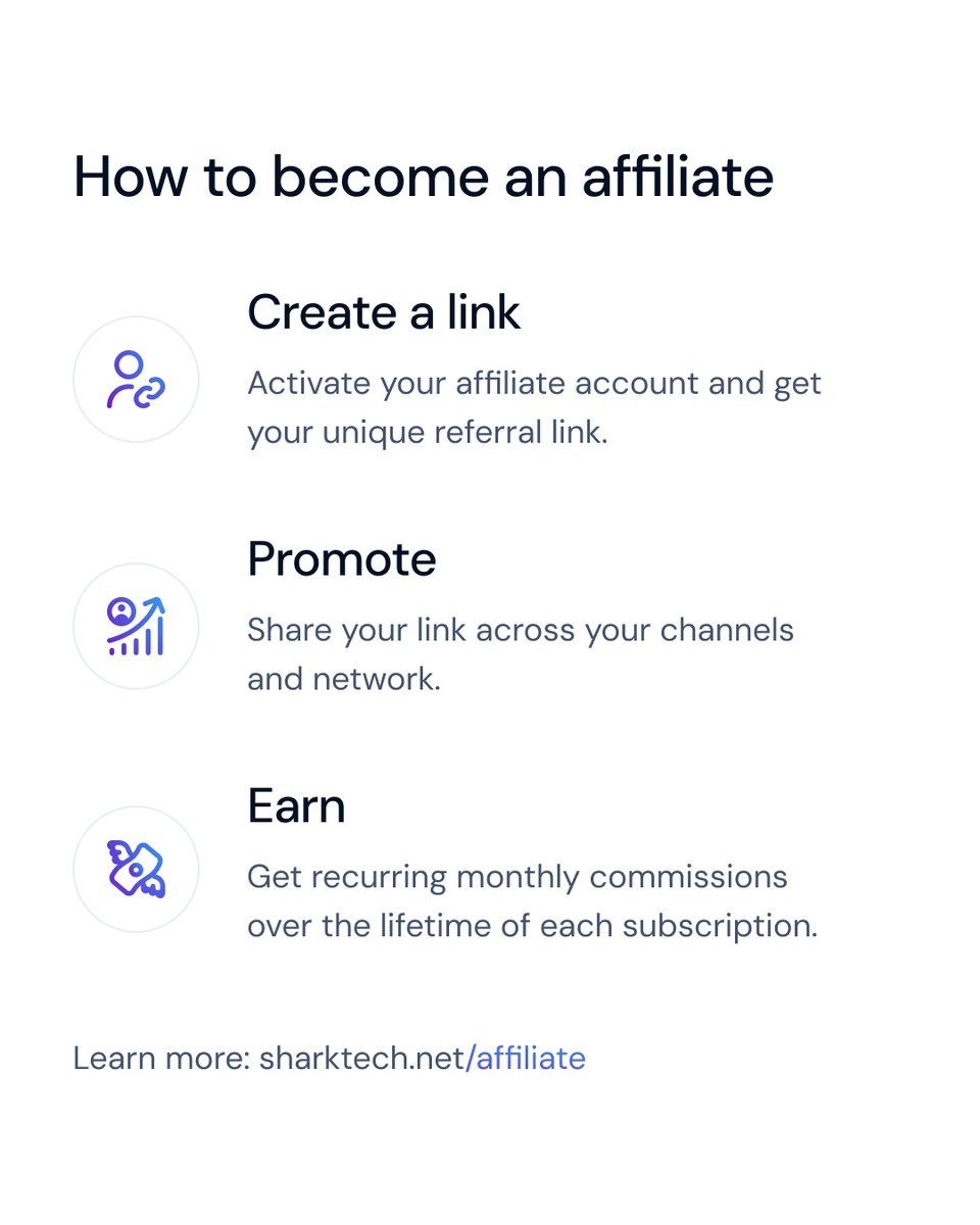 sharktechnet's tweet photo. Turn your network into recurring revenue.

With the Sharktech Affiliate Program, you can create your own referral link, share it across your channels, and earn recurring monthly commissions for every successful referral.

No earnings cap.
No minimum payout threshold.
Recurring commissions every month.

Learn more:
https://t.co/1FwXvBAcHJ