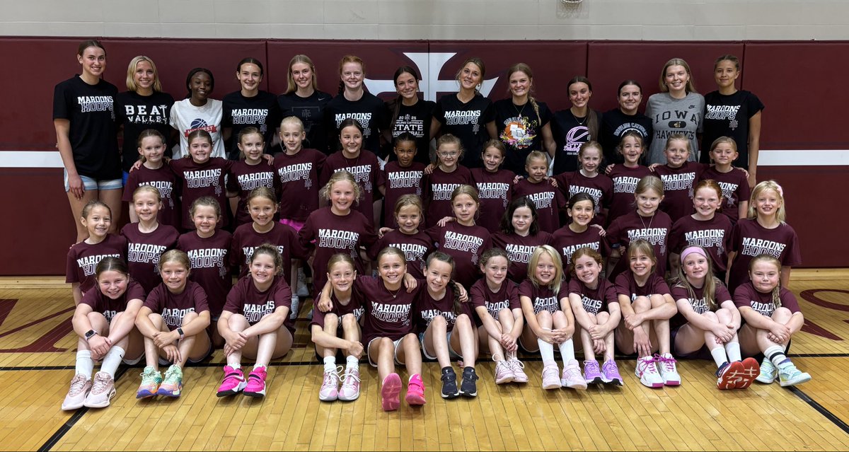 dchsgbb's tweet photo. Another fun day with our 2nd-4th graders at camp! We had dribbling &amp; shooting competitions, 1v1, a future Maroons photo shoot &amp; one of our favorite activities…big jersey relay races! https://t.co/bHFG29u03A