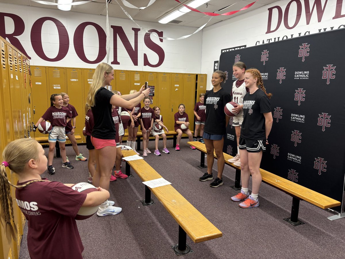 dchsgbb's tweet photo. Another fun day with our 2nd-4th graders at camp! We had dribbling &amp; shooting competitions, 1v1, a future Maroons photo shoot &amp; one of our favorite activities…big jersey relay races! https://t.co/bHFG29u03A