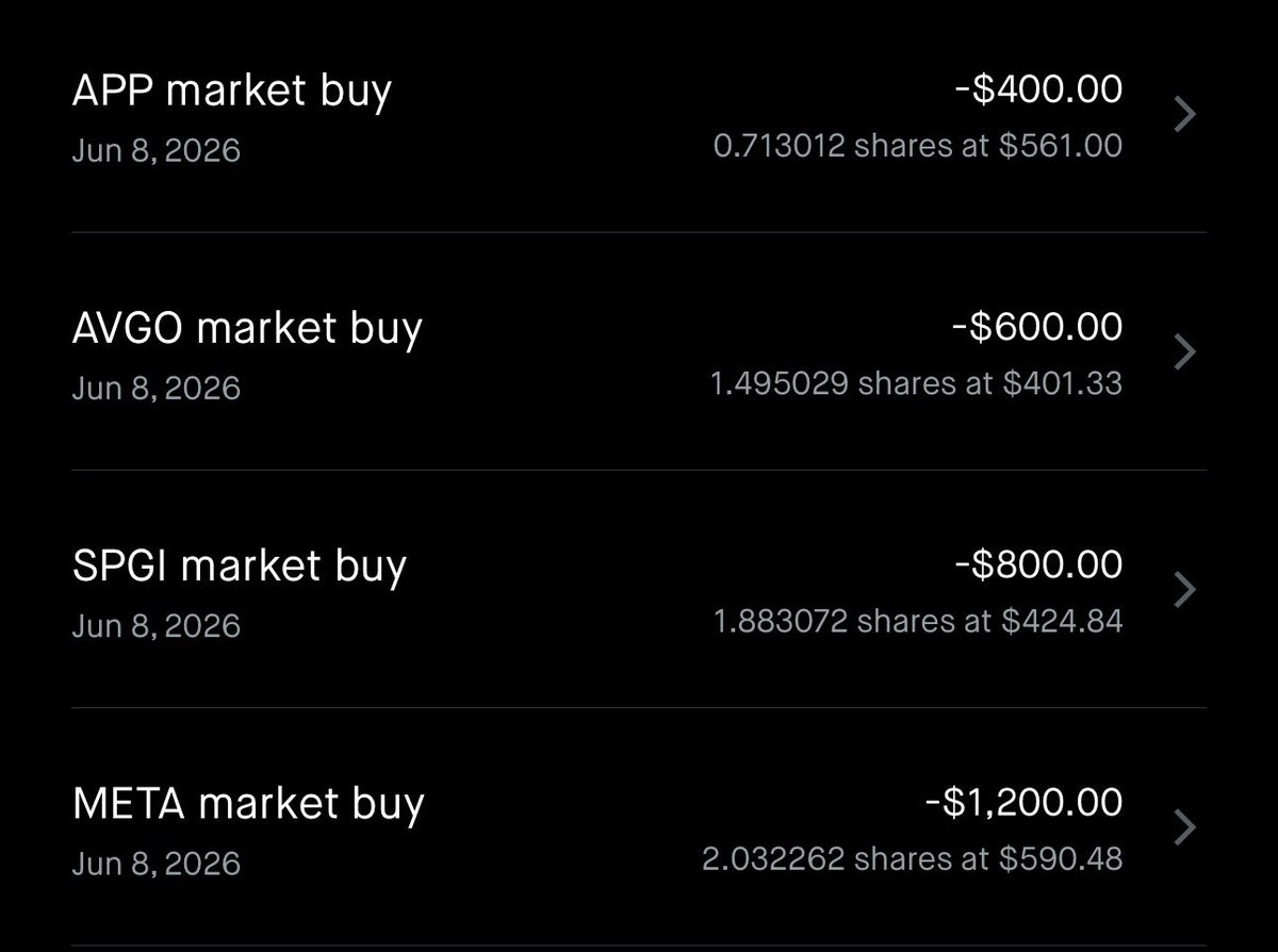 kingtoniooo's tweet photo. 3/4 of these companies are getting treated unfairly by the market.
had to lock em in
$APP 
$AVGO 
$SPGI 
$META https://t.co/Fh9rvt81ek